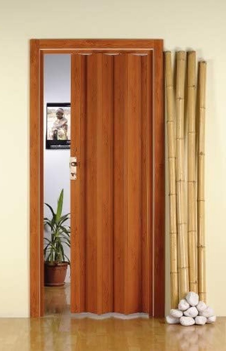 Luciana Vouwdeur - PVC Deur - Ruimte Verdelen - Waterafstotend Materiaal - 88.5 x 214 cm - Kersenhout Bruin