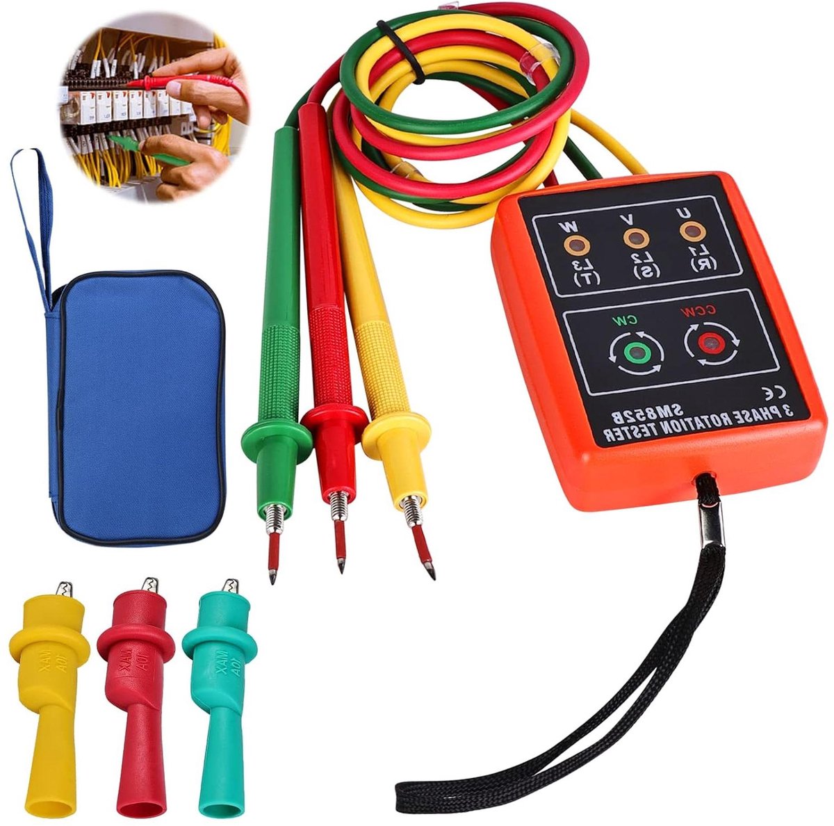 Fase Tester - Driefase Meter - Spanning Controleren - Met Zoemer Indicatie - AC60V tot 600V - Grijs