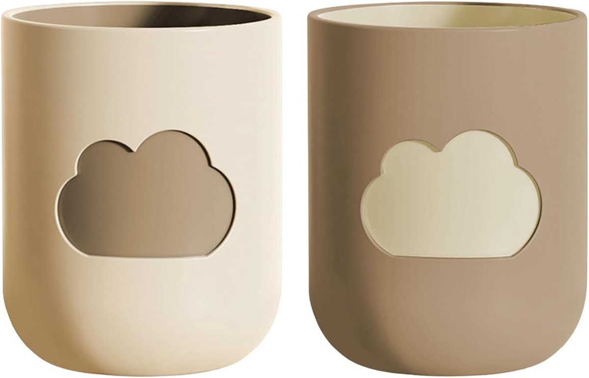 Bamboe Mondspoelbekers voor Kinderen - Set van 2 - Cloud Patroon - Geschikt voor Water, Koffie en Melk