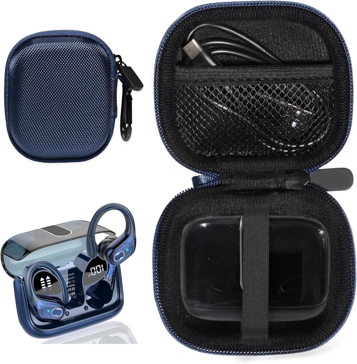 Oordopjes Hoesje - Case Oordopjes - Opslag en Transport - Schokbestendig - 8.9 x 8.3 x 3.8 cm - Blauw