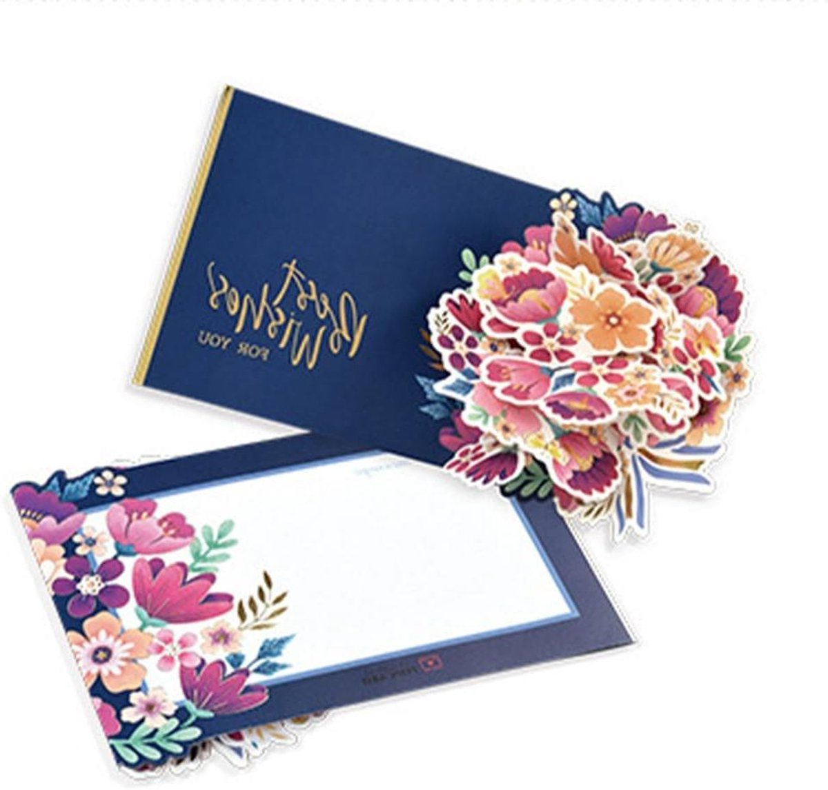 3D Wenskaarten - Kaarten Set - Feestelijke Groeten - Pop-up Design - A6 - Blauw