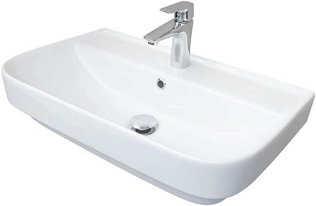 Slimme Wastafel - Waskom Keramiek - Badkamer Opknappen - Elegante Dunne Randen - 45 cm Breed - Wit