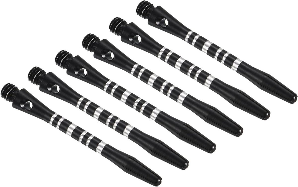 Dartschachten Aluminium - Dart Accessoires - Darts Spelen - Standaard Schroefdraad - 6 Stuks - Zilver Zwart