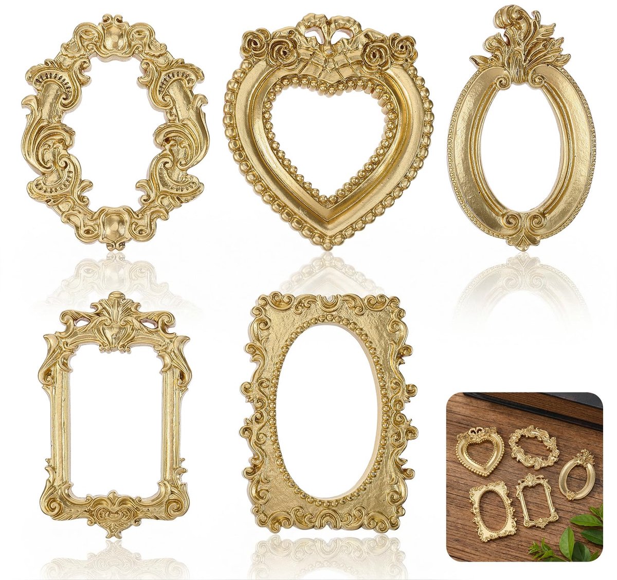 Fotolijsten Vintage Kleine Hars Miniatuur Kleine Fotolijsten voor Ambachten Antieke Mini Fotolijst voor DIY Sieraden Party Decor