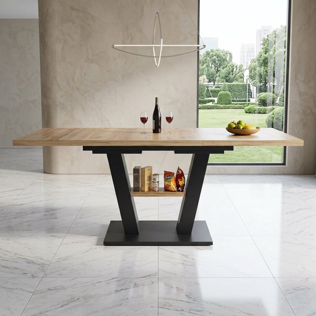 Luxe Uitschuifbare Eettafel 118-157 cm - Zwart - Novihome