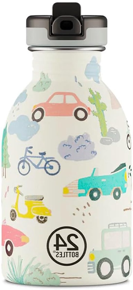 Roestvrijstalen Fles - Drinkfles Waterfles - Dagelijks Gebruik - Afsluitbaar Deksel - 250 ml - Adventure Friends Stone