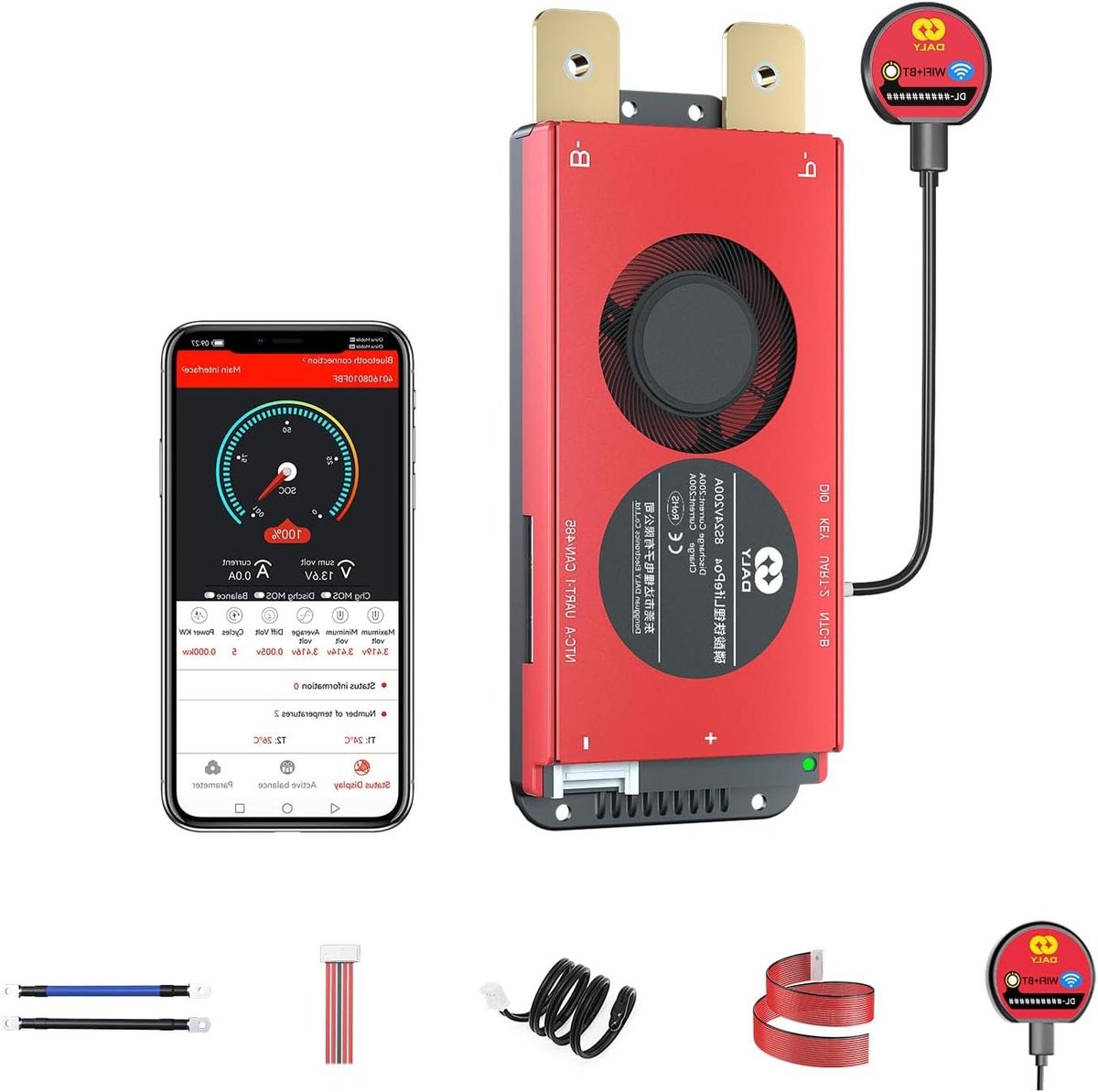 Intelligent Batterij Beheer - Beschermingsbord - Energie Opslag - Draadloze Monitoring - 24 Volt - Grijs