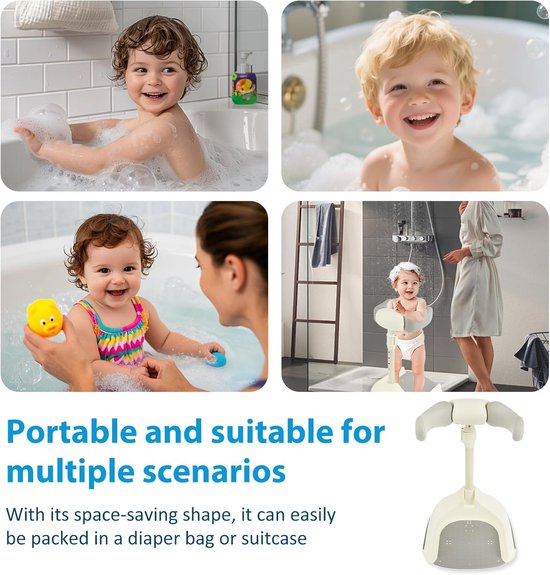 Babydouche Standaard - Badondersteuning Kind - Veilig Baden - 4-traps Verstelbaar - 44-54 cm Hoog - Grijs — afbeelding 5