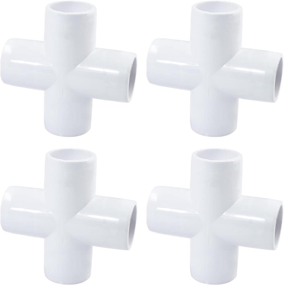 PVC Fitting Kruisstuk - 4-Weg Connector - Constructie Bouwen - Meubelkwaliteit PVC - 1 Inch - Wit
