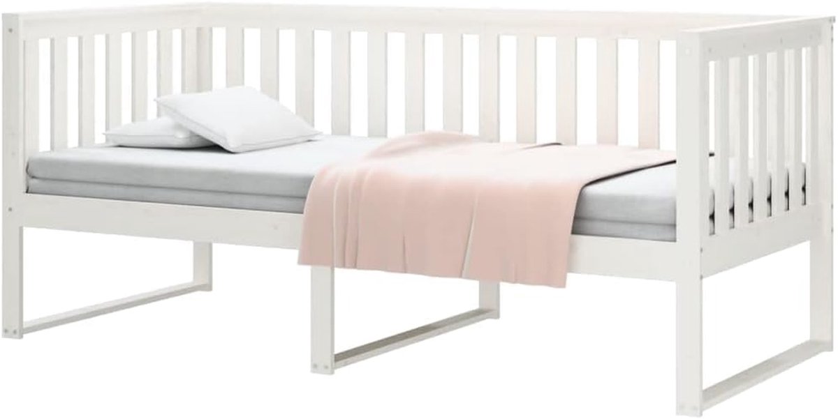 Slaapbank Hout - Gastenbank Bed - Extra Slaapplaats - Massief Grenenhout - 90x190 cm - Wit