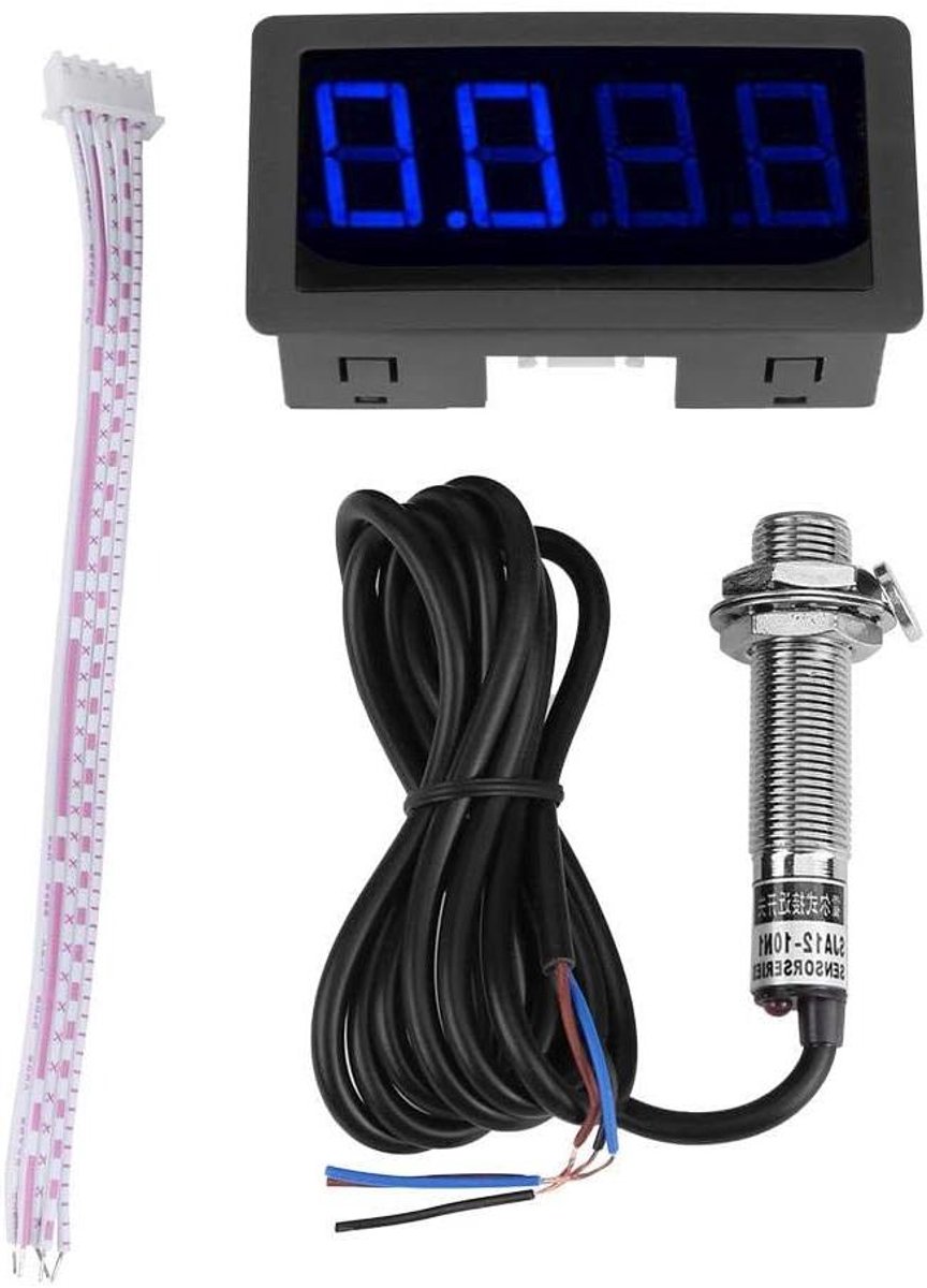 Digitale Toerenteller - RPM Meter - Snelheid Meten - Helder LED Display - 80 x 42 mm - Blauw