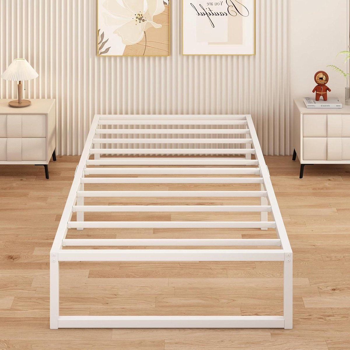 Eenpersoonsbed Frame - Metalen Bed - Stille Nachtrust - Geruisloos Ontwerp - 80 x 190 cm - Wit