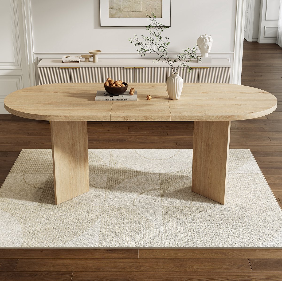 MIVRAY Eettafel - 18 Mm Verdikt Tafelblad Met Afgeronde Hoeken - Voor 6 Tot 8 Personen In Eetkamer - MDF - 160x80x75 Cm - Eikenkleur