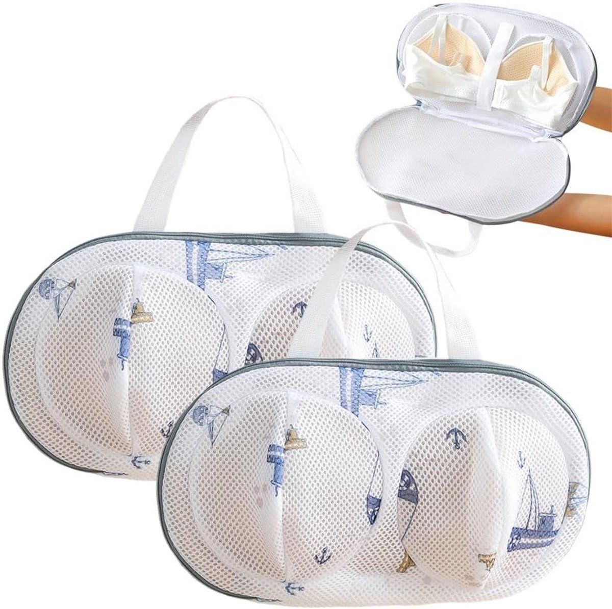 Waszakken Set - Ondergoed Zakken - Ondergoed Wassen - Fijn Mesh Materiaal - 20 x 33 cm - Stijl-C
