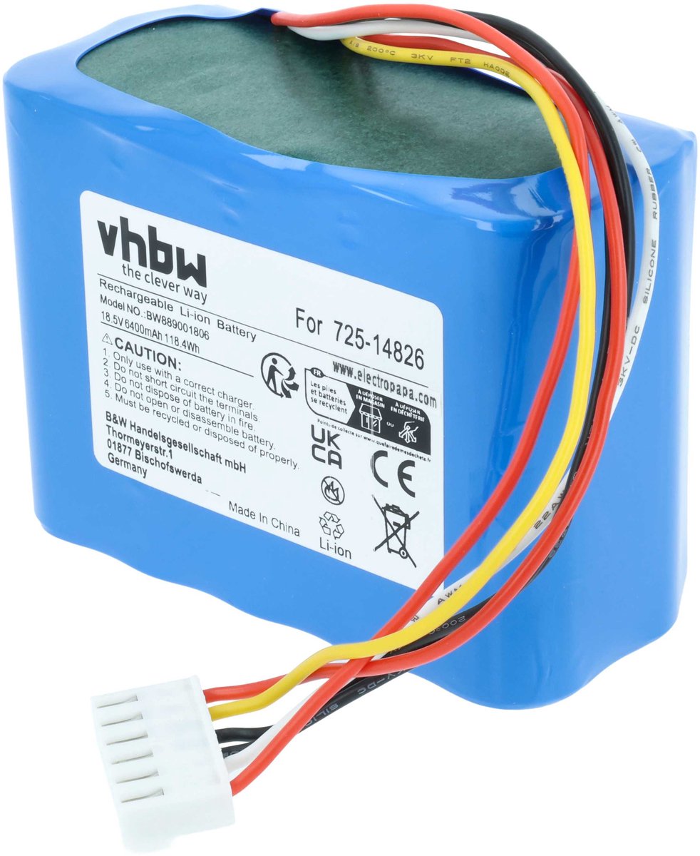 vhbw-vervangingsbatterij voor Robomow 725-18426, 753-11203, 753-11204, 725-14826, 725-14827 robotmaaiers (6400 mAh 18,5 V Li-ion)