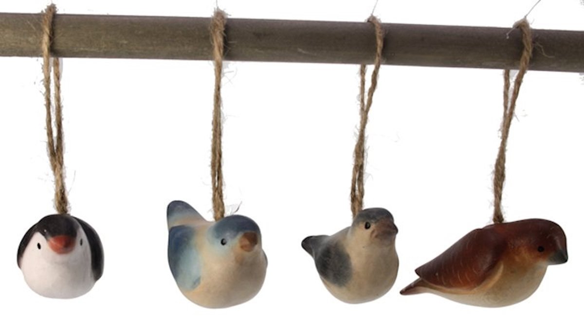 Ornament Vogels hout 4ass. 9,5x4,5x6cm
