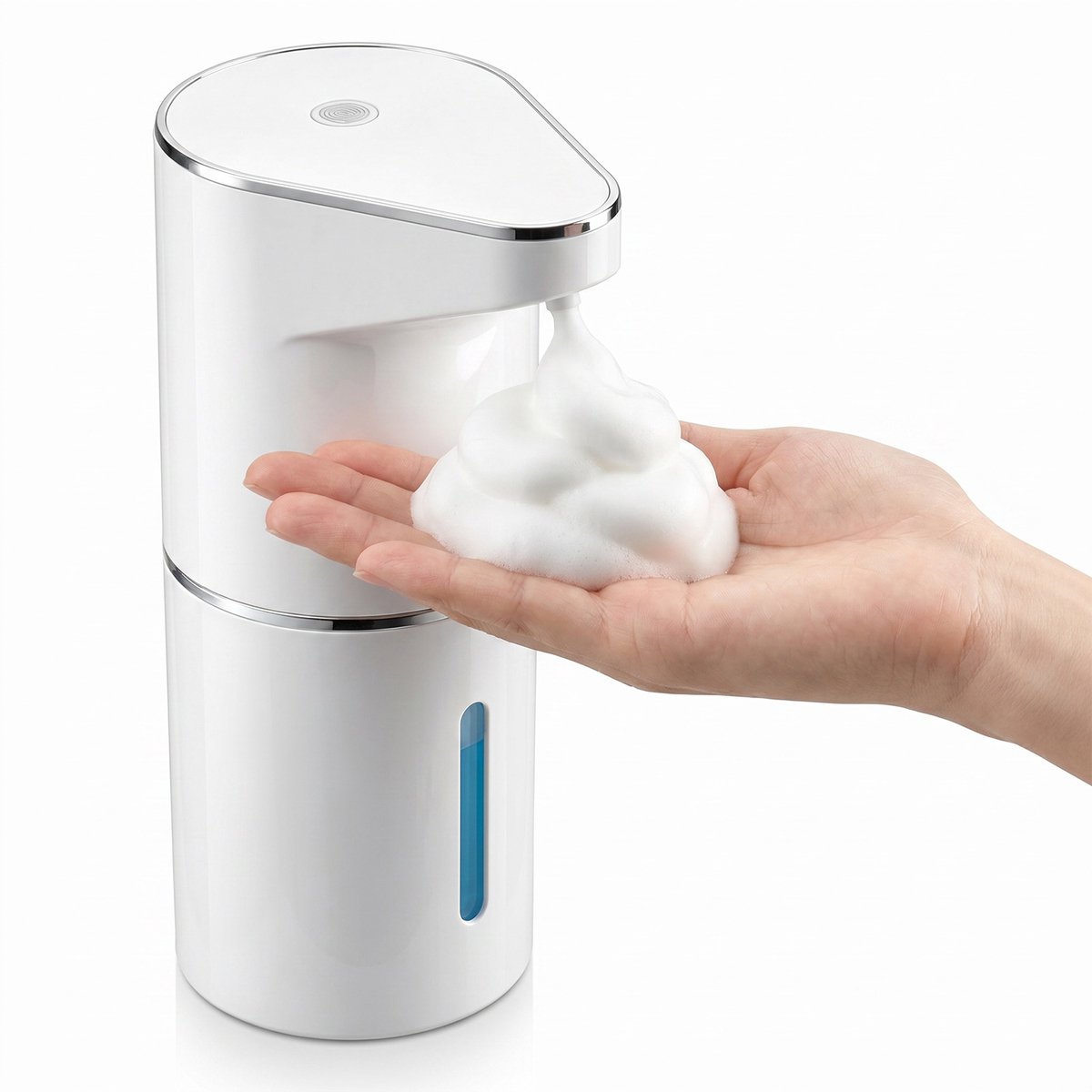 Oraymin Zeepdispenser met Sensor 350 ml – Wit ABS – USB-C Oplaadbaar – 4W – Voor Badkamer en Keuken
