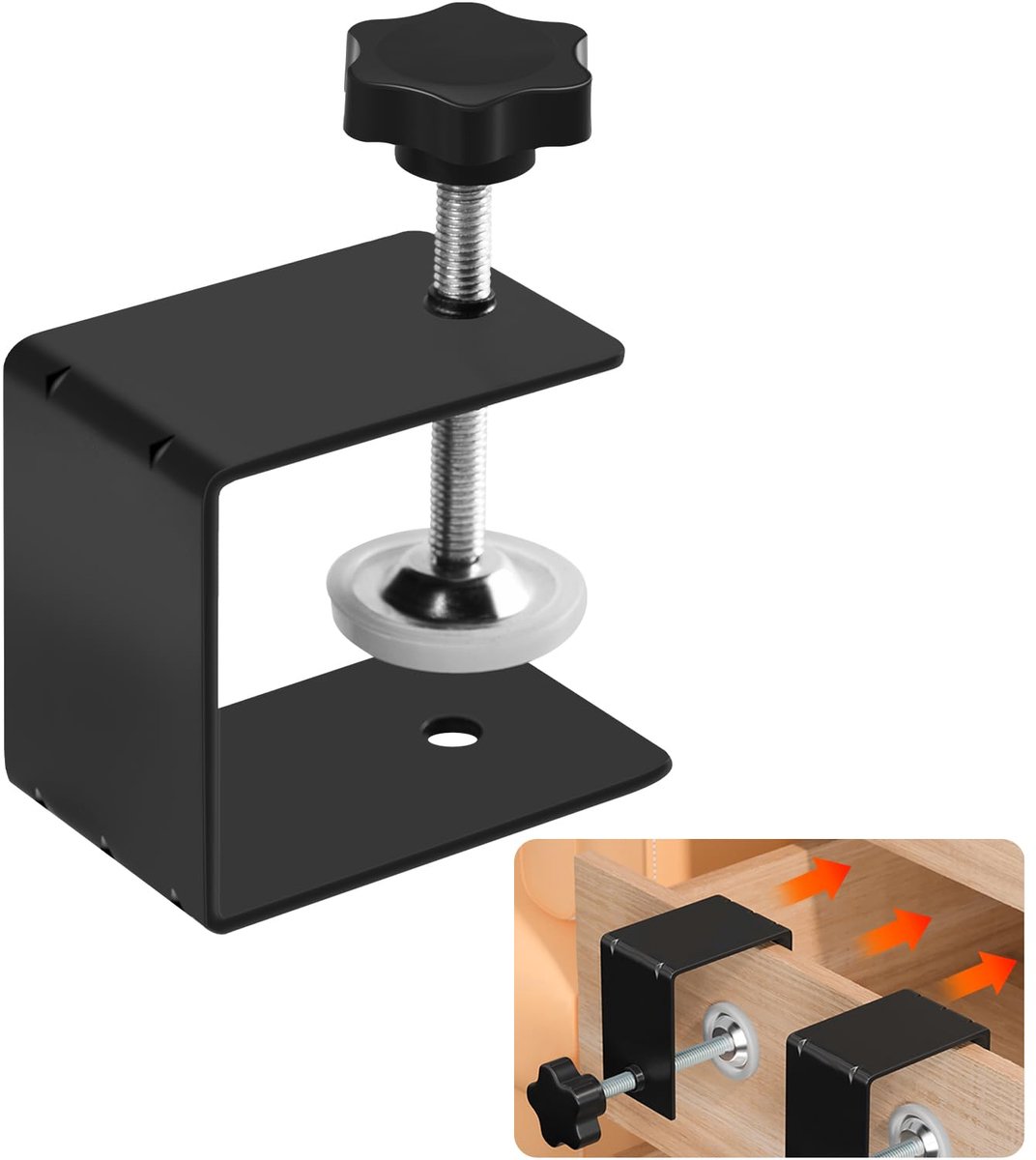 C-Klem - Universele Zware Roestvrij Stalen Tijgerklem, Lade Voorklem Metalen Bureau Montage Accessoire Voor Houtbewerking Vaste Reparatie Huisverbetering Zwart