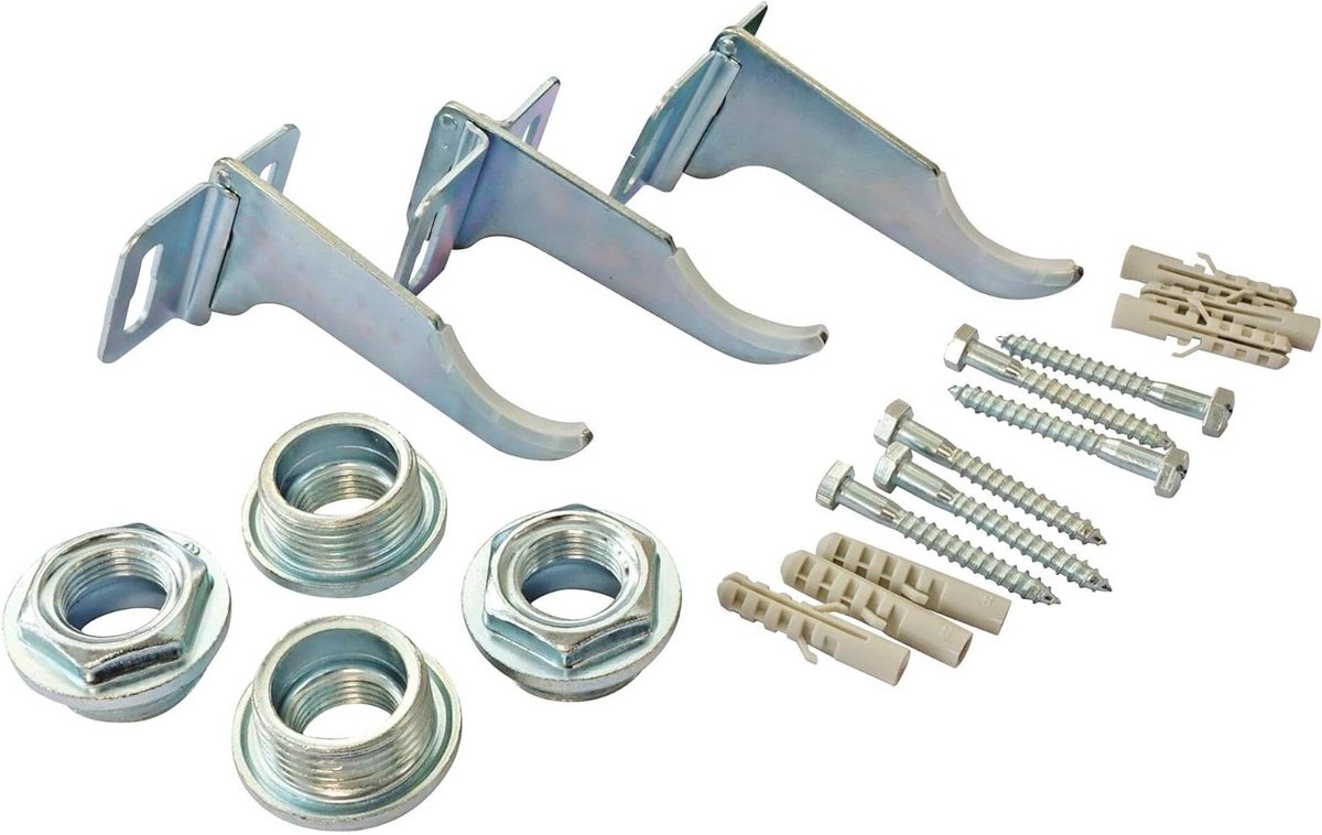 Radiator Bevestigingsset - Verloopstukken Messing - Keuken Werkplaats - Vernikkeld Messing - Set van 3 - Zilver