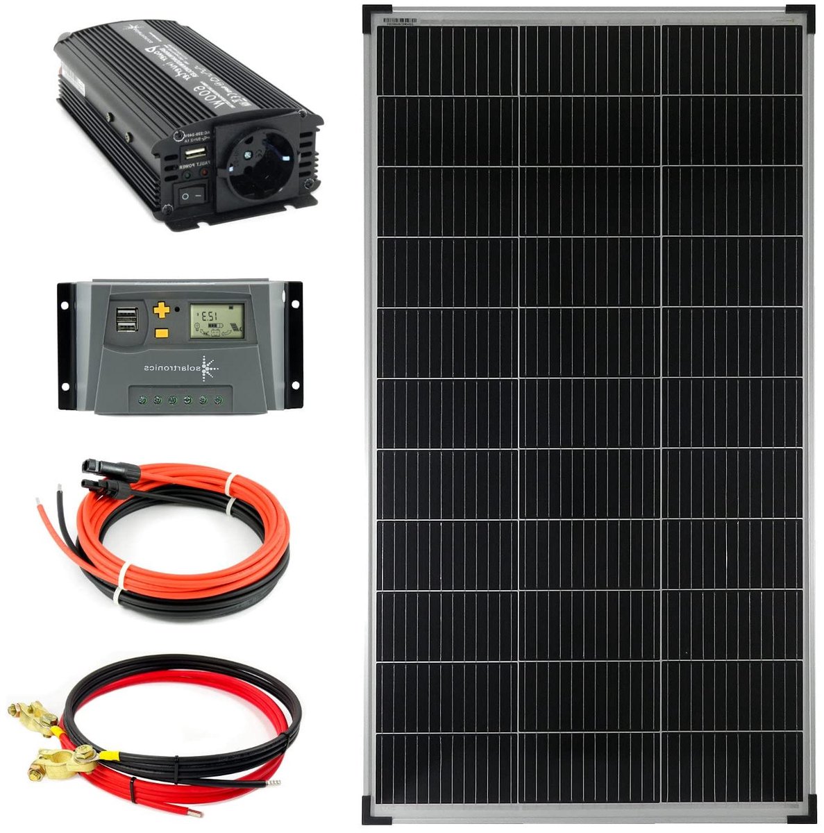 Zonnepaneel Set - Energie Systeem - Zelfstandige Energie - Compleet Voorgemonteerd - 140 Watt - Zwart