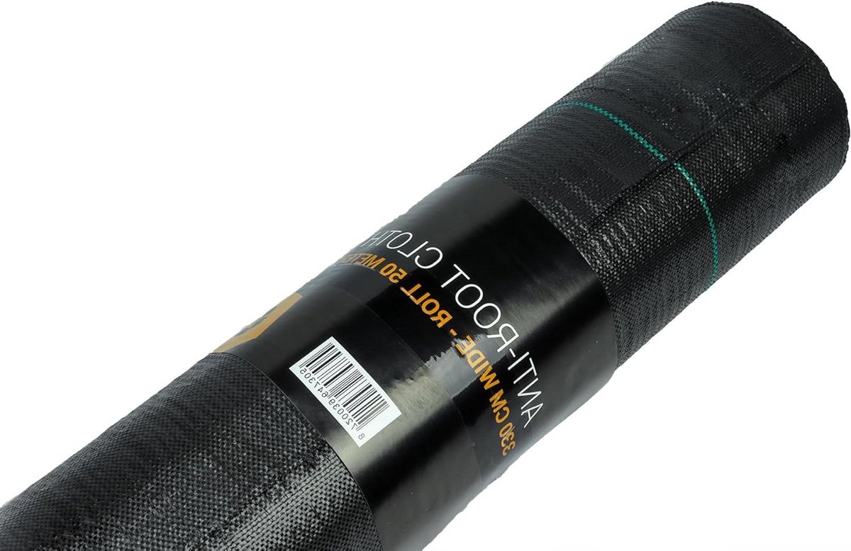 Worteldoek Rol - Grondzeil UV - Onkruid Vrij Houden - Waterdoorlatend Sterk - 330 cm x 50 m - Zwart
