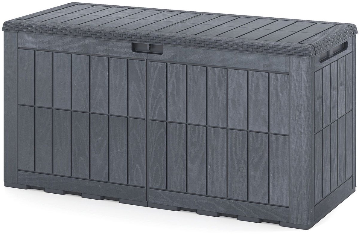 Tuinkist - Opbergbox voor buiten- Tuinbox - Opbergbox met kussen - weerbestendig - Grijs