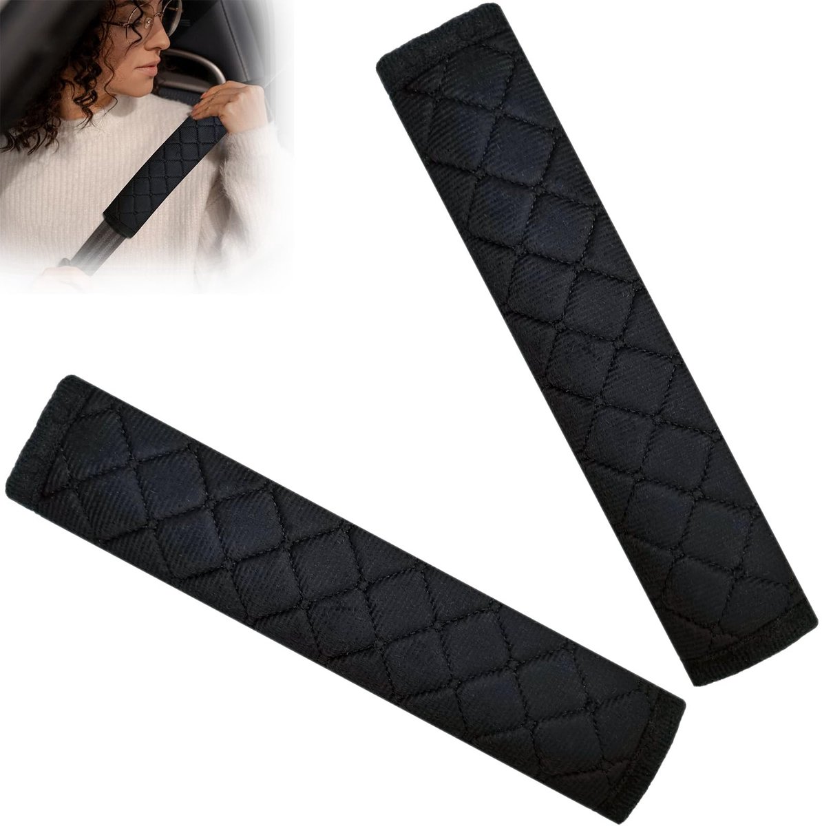 2 stuks, autostoel gordelkussens, zacht materiaal, riembeschermer, 27 cm, zwart, stoelgordel bekleding, veiligheidsgordelhoes, autoaccessoires (2-Black)