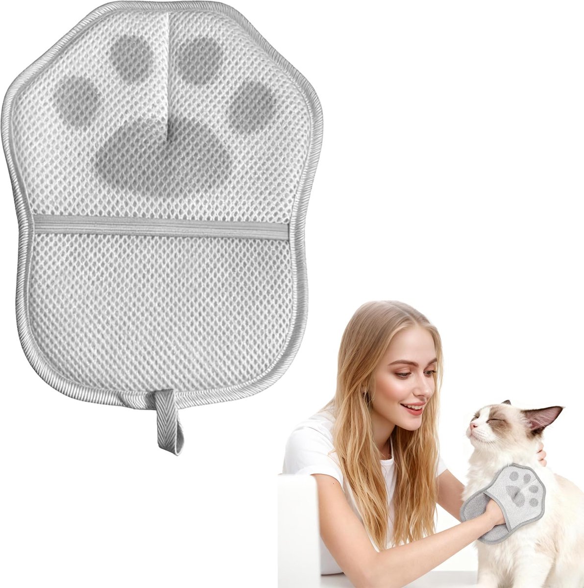 Handschoen voor kattenhaarverwijderaar, handschoen voor honden en katten, dubbelzijdige herbruikbare vachthandschoenen, ideaal voor huisdieren, kleding en bank