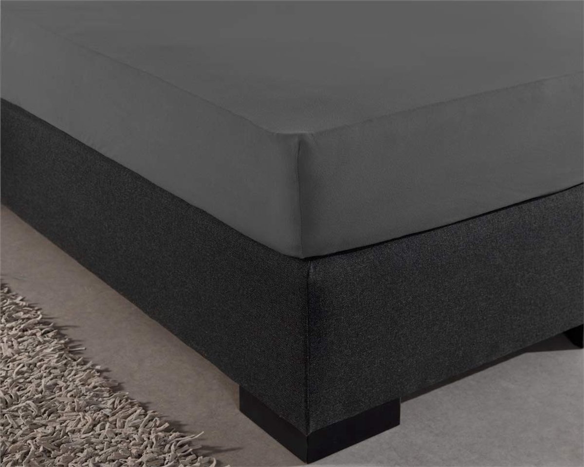 Hoeslaken 100% Katoen, Voor Standaard Matrassen tot 30cm, Vochtabsorberend en Warmteregulerend, Antraciet, 90 x 220 cm