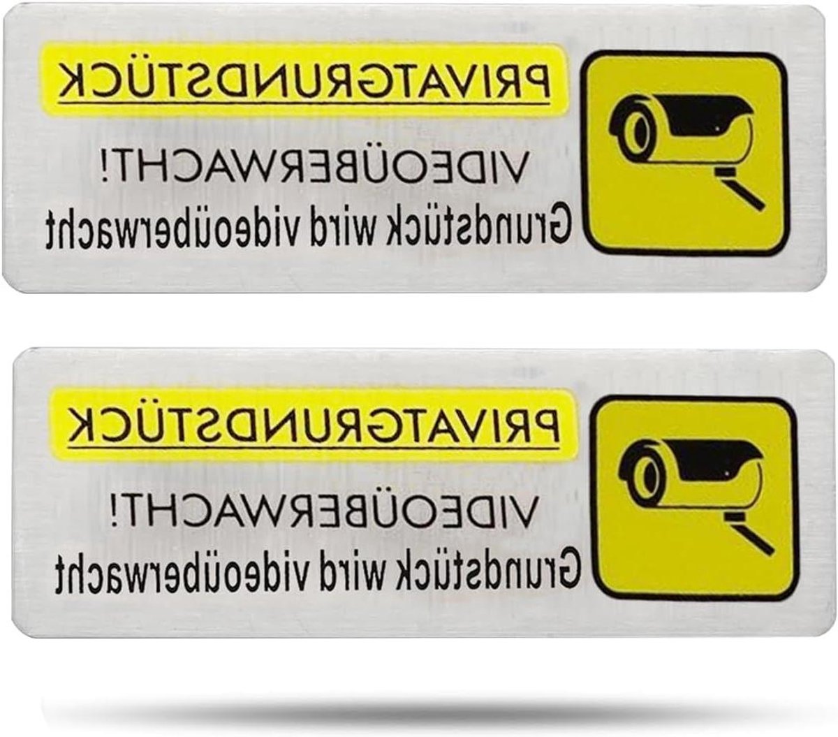 Bewakingscamera Paneel - Waarschuwingssticker Camera - Privacy Aangeven - Geborsteld Aluminium - 8.5 x 3 cm - Zwart
