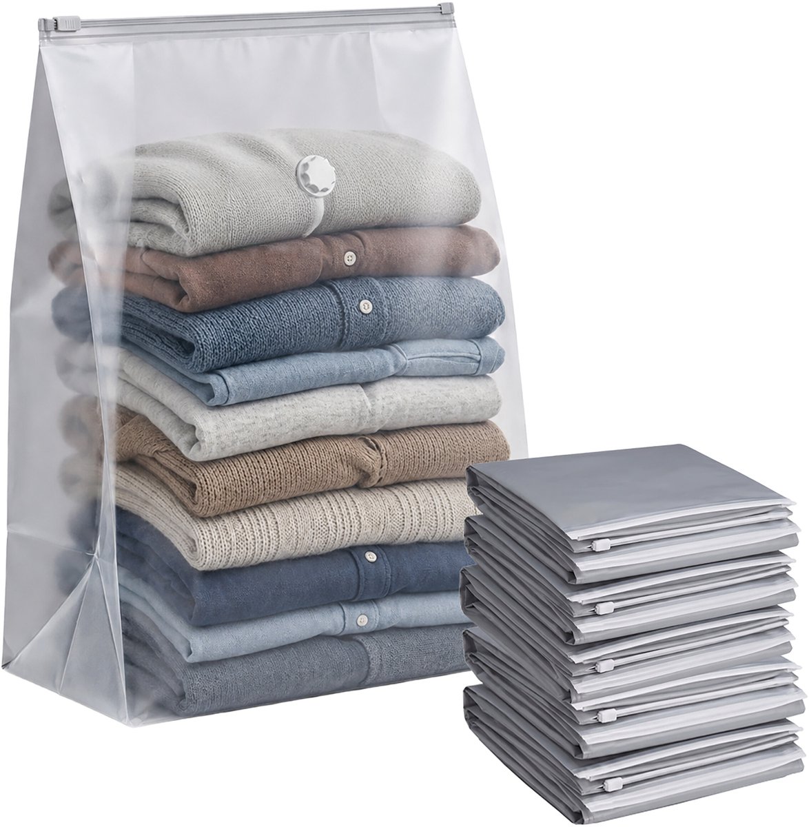 Vacuümzakken - set van 6 - 80x100 cm - grijs