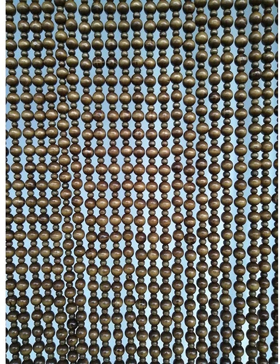 Strengen kraal gordijn deur gordijn hout draad gordijn opknoping gordijnen kamer scheidingsdeur gordijnen scherm bruin handgemaakte thuis decoratie retro stijl, aanpasbaar(25 Strands-0.7x0.81m)