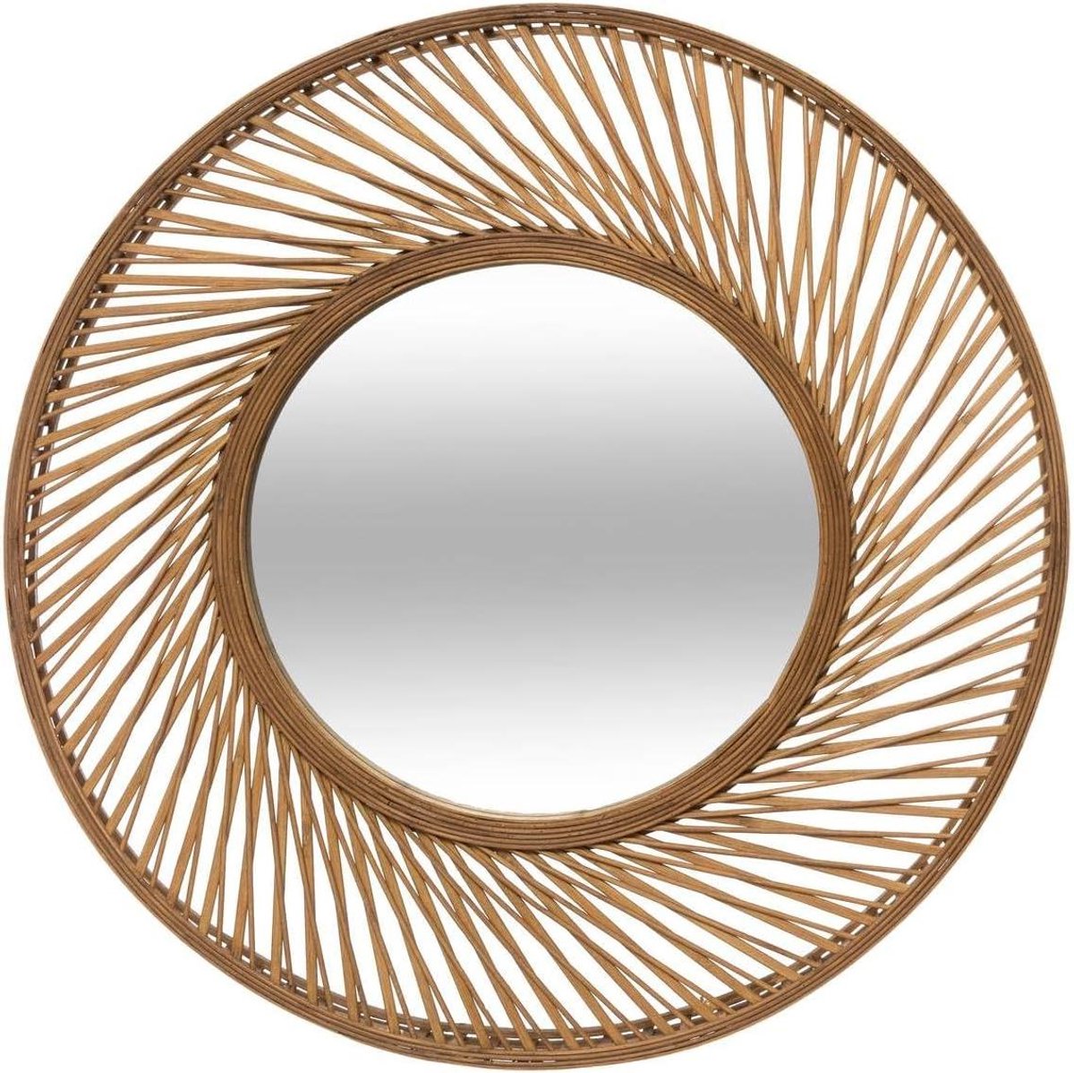 Grote Bamboe Wandspiegel Rond 72 cm Natuurlijk Materiaal