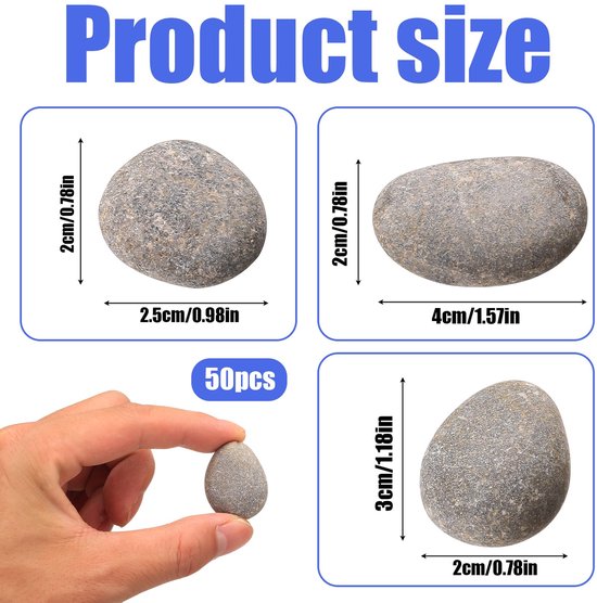 50 stenen om te beschilderen, 1-3 cm, platte kiezelstenen om te beschilderen, natuurlijke decoratieve stenen, glad, rivierrotsen voor doe-het-zelf, knutselen, schilderprojecten en decoratie — afbeelding 5