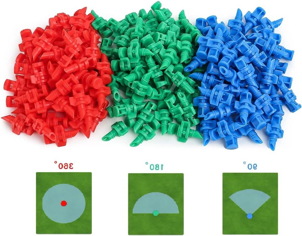 Micro Sproeiers - Irrigatie Nozzles - Automatische Tuinirrigatie - 3 Brekingshoeken - 12x21mm - Blauw Groen Rood
