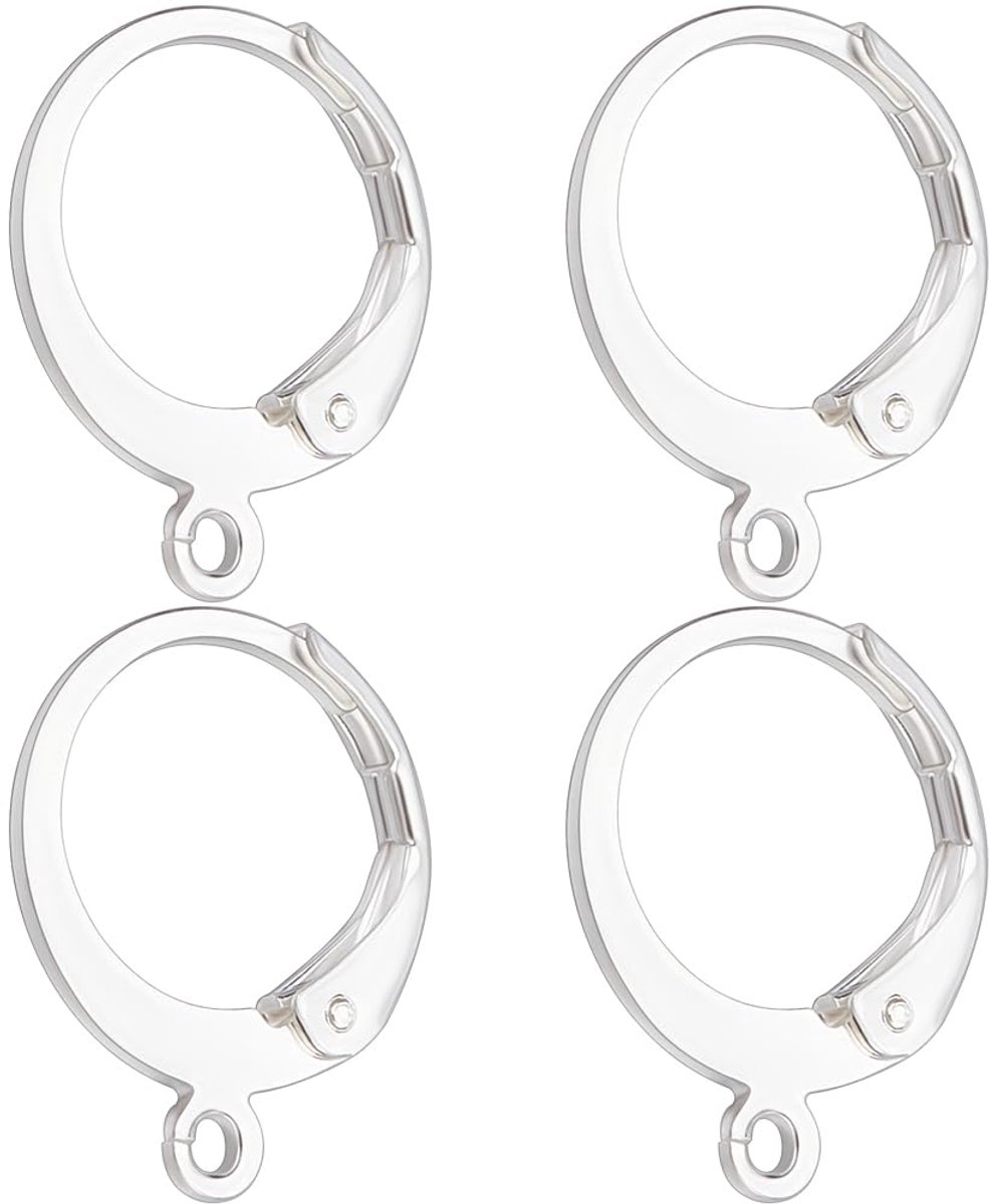 Beebeecraft 1 Doos 100Pcs Ronde Leverback Oorbel Haken 925 Sterling Verzilverd 304 Rvs Franse Huggie Hoop Earring Bevindingen voor Earring Maken DIY
