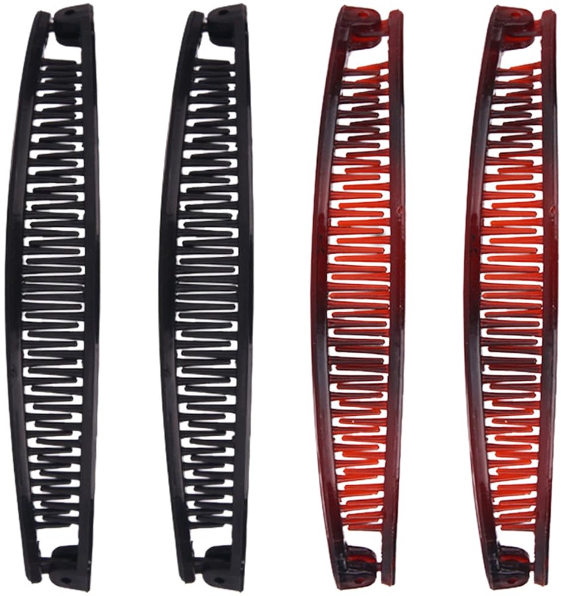Bananenclip voor haar, 4 stuks retro bananenhaarspelden voor grove krullen, visstaart, haaraccessoires, twee bananenhaarspelden, kammen voor vrouwen en meisjes, set B