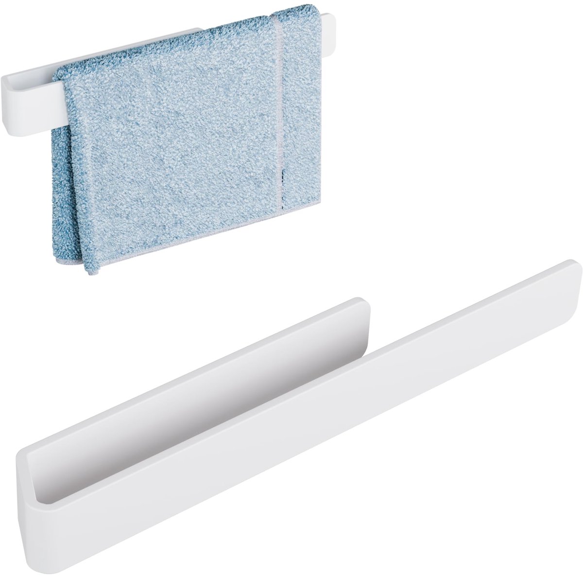 Handdoekhouder, handdoekhouder zonder boren, aluminium massief metalen handdoekstang voor badkamer en keuken, wit