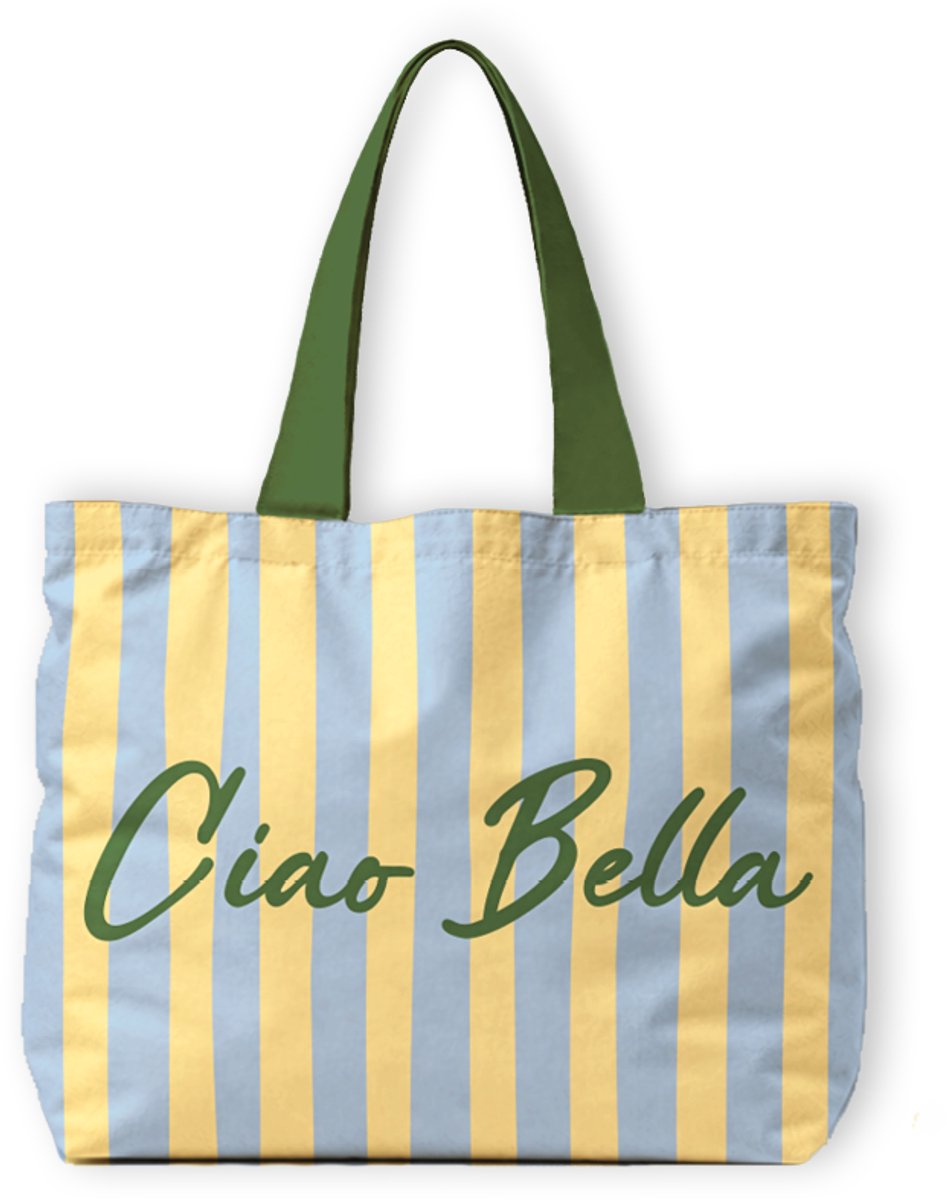 Canvas Strandtas XL Ciao Bella - Extra Grote Shopper - Strandtas - Weekendtas - 65 x 18 x 49 cm