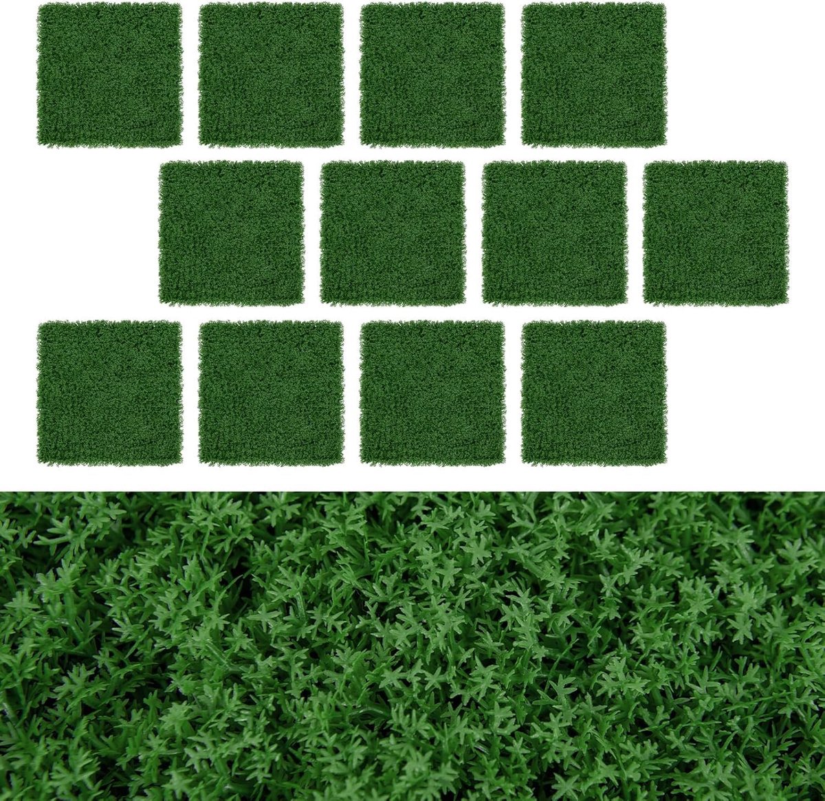 50,5 x 50,5 cm plantenwand, 12 stuks, kunstmoswand met elkaar verbindbaar, inkijkbescherming voor tuin, thuis, erf
