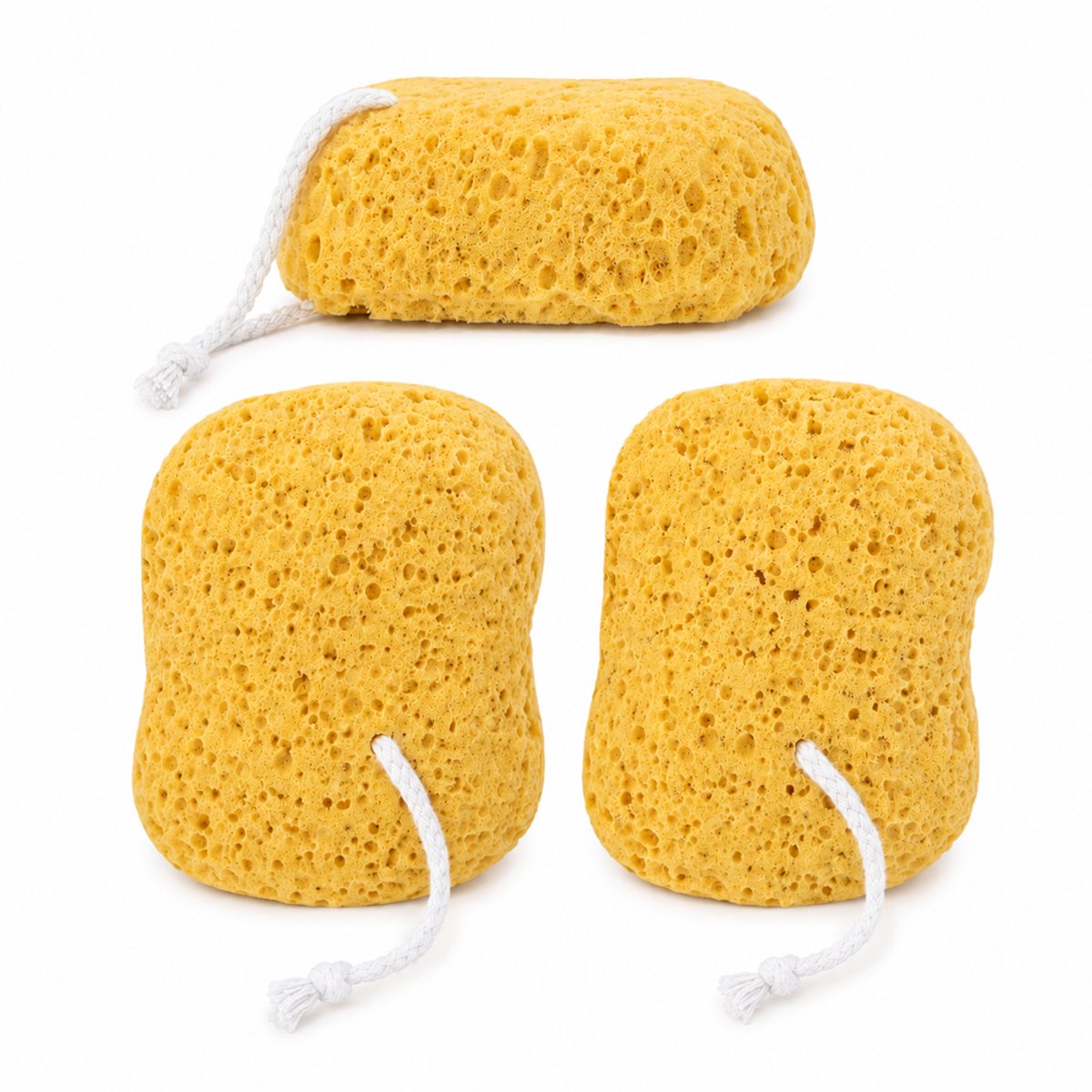 OUYLAF Badspons - 3 Stuks - douche spons - douchespons - douchesponzen - Grote - Voor Alle Huidtypes - geel