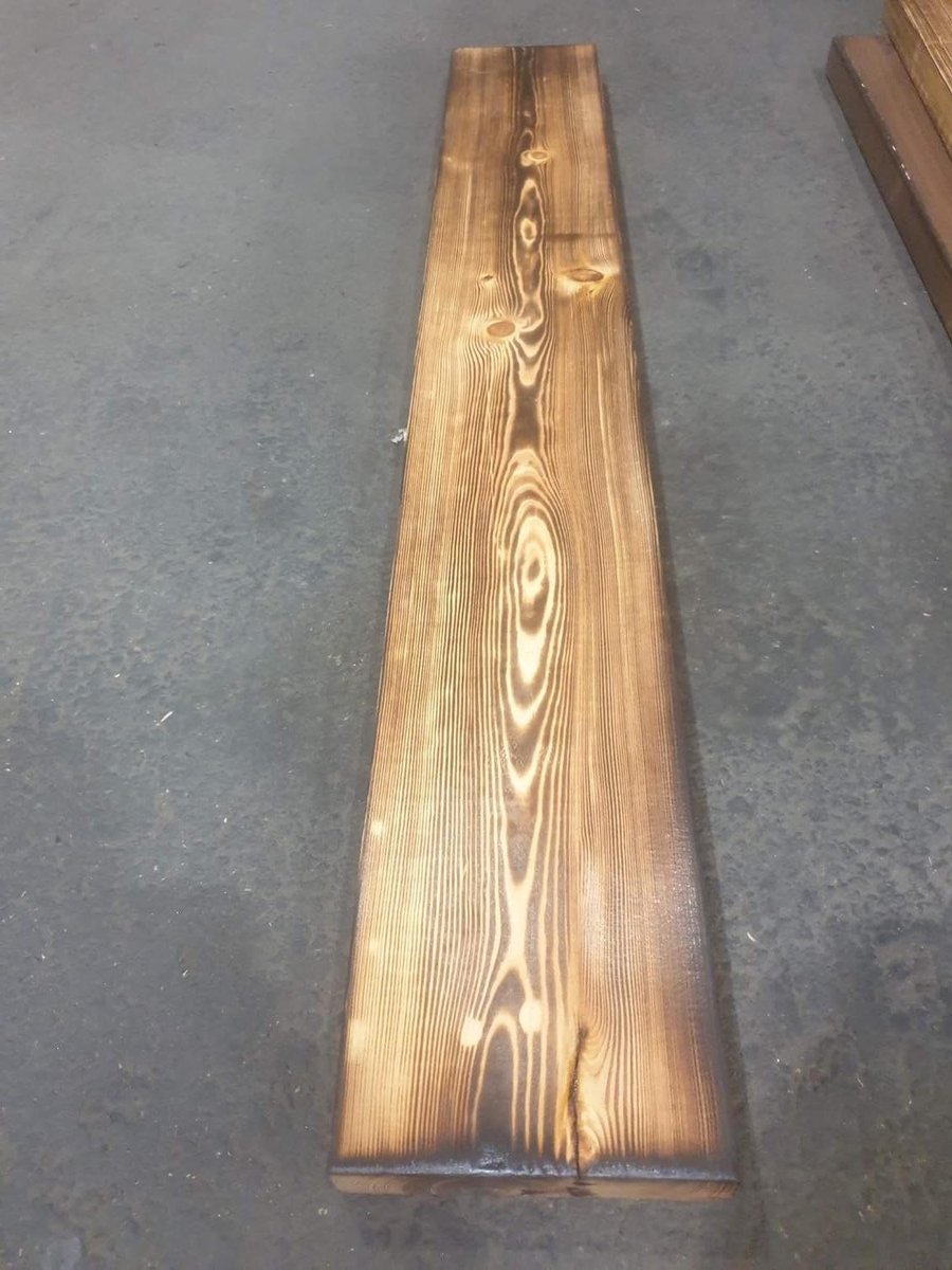 Houten Plank - Decoratief hout - Houtbewerking projecten - Gevlamd effect - 100x14.5x3 cm - Natuurlijk