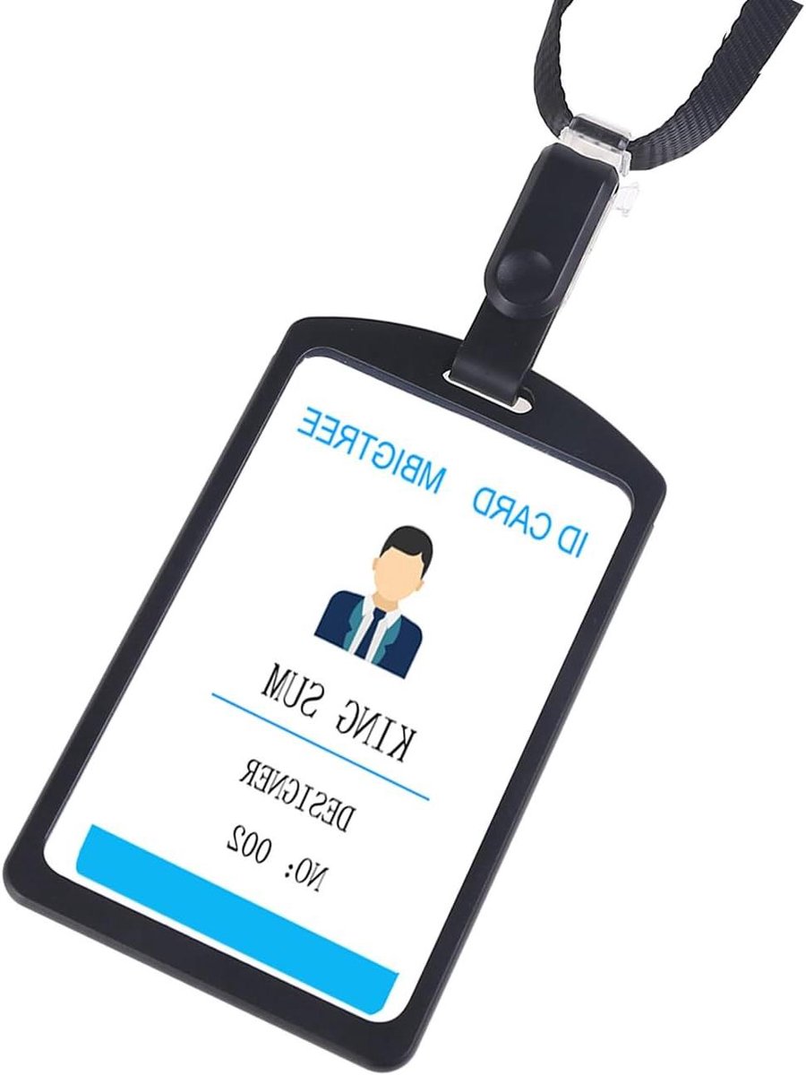 Aluminium Badgehouder - Kaarthouder Nekkoord - Veilig Identificeren - RFID Blokkerend - 10 x 5.9 cm - Zwart