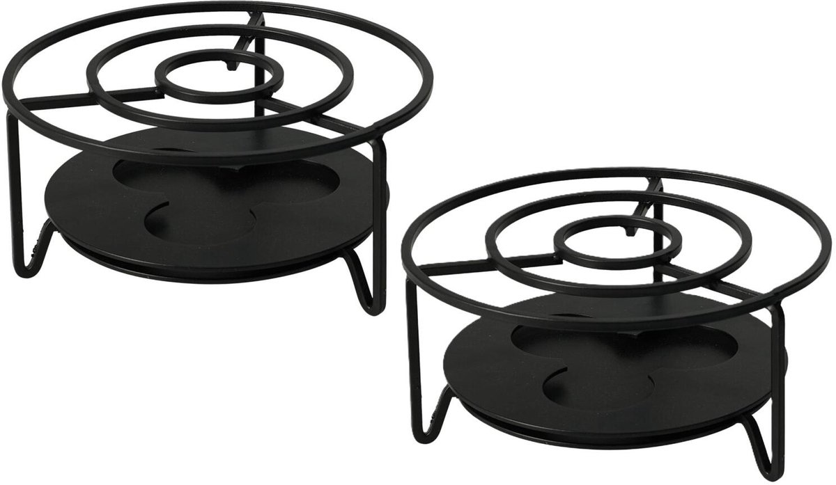 Excellent Houseware Rechaud warmhoudplaatje D16 cm - 2x - RVS - voor theepotten/pannen - warmhouder - rechaudplaat - saus warm houden