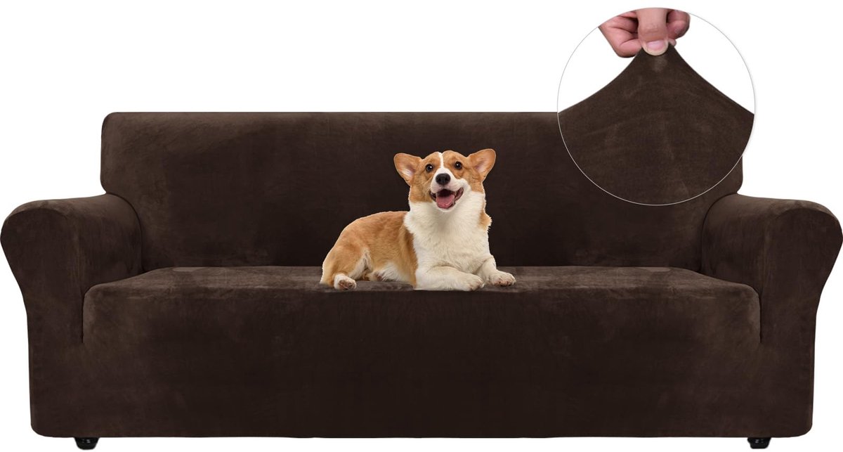 Stretch Bankhoes 3 Zits, Elastische Bankhoezen Voor Woonkamer, 1 Stuks Universele Rekbare Armsteun Sofahoes Met Anti-slip Schuim, Krasbestendig Meubelhoes Voor Bank, Koffie