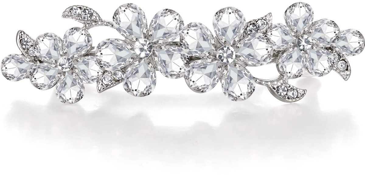 FAITH Haarspeld haarclips dames Oostenrijks kristal haarspeld clip art deco bloem wijn druppel haaraccessoires accessoire bruin zwart tint, 1 stück (1er Pack), Kristal, Geen Edelsteen
