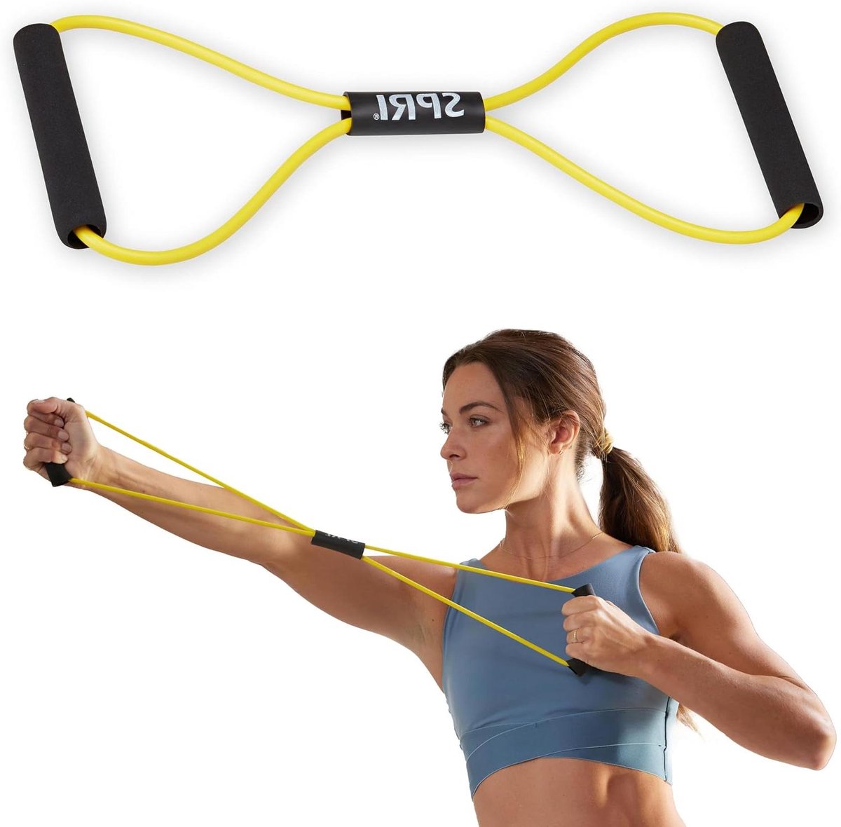 Weerstandsband Figuur 8 - Oefenkoord Armband - Bovenlichaam Trainen - Progressieve Weerstand - 12 inch lengte - Geel