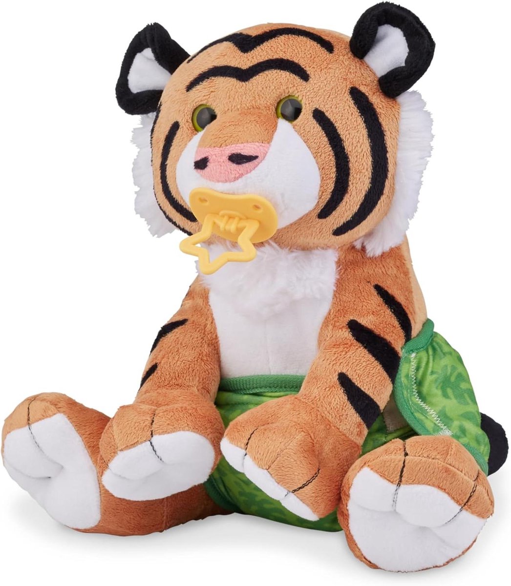 Knuffeldier Babytijger - Zacht Speelgoed - Kind Ontwikkeling - Inclusief Accessoires - 28 cm Zittend - Multicolor