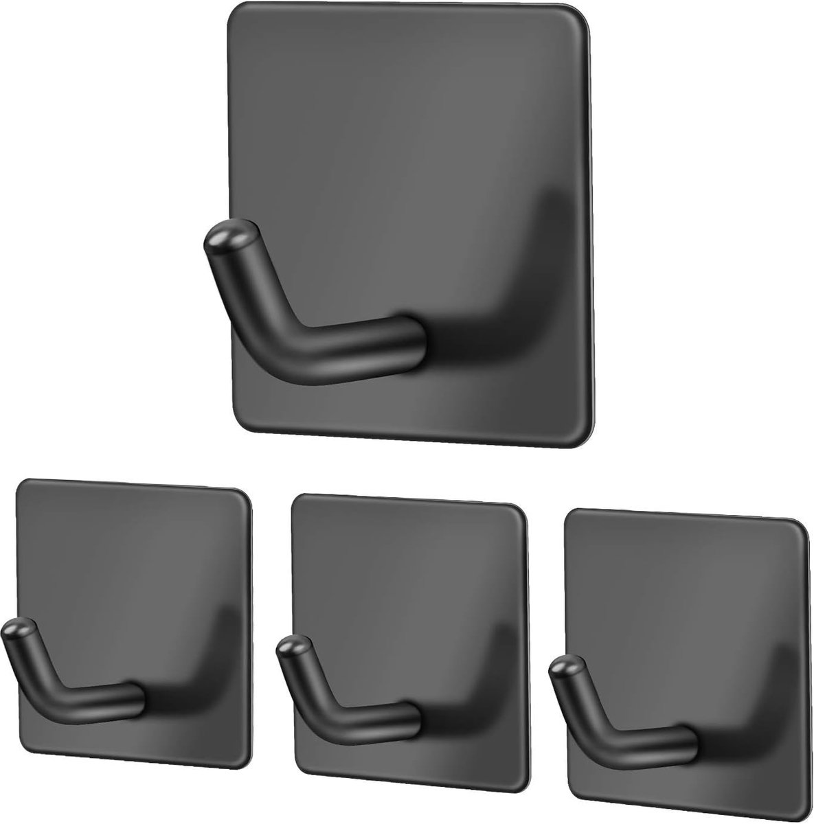 Wandhaak set van 4 - RVS zwart - Waterdicht - Eenvoudig te installeren voor badkamer - ShopVlot