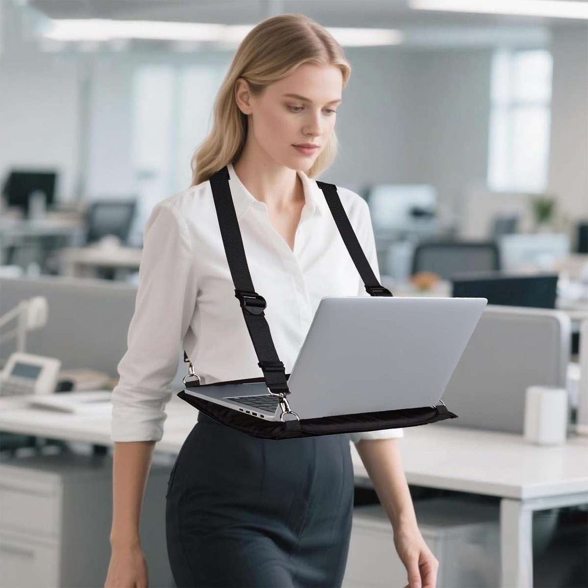 SnelShoppen - Draagbare Laptop Hiking Harness - Verstelbare Ergonomische Laptopstandaard voor 16" Laptops, Tablets en E-Readers - Ideaal voor Buitenwe